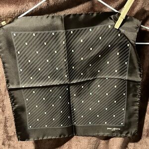 Paco Rabanne Black Pocket Square with Blue and Cream Dots